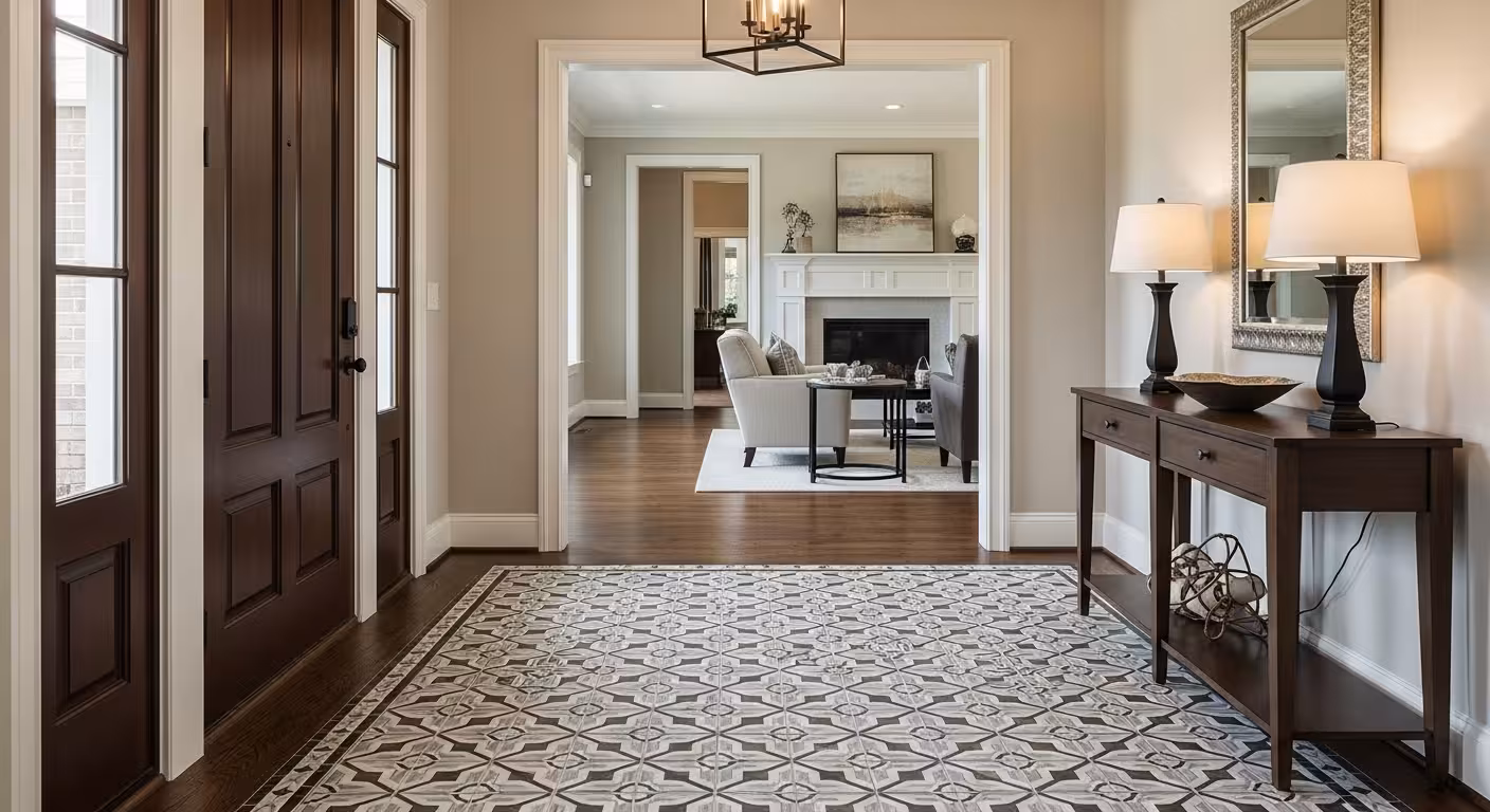 Stylish and durable entryway tile in a South Denver residence.