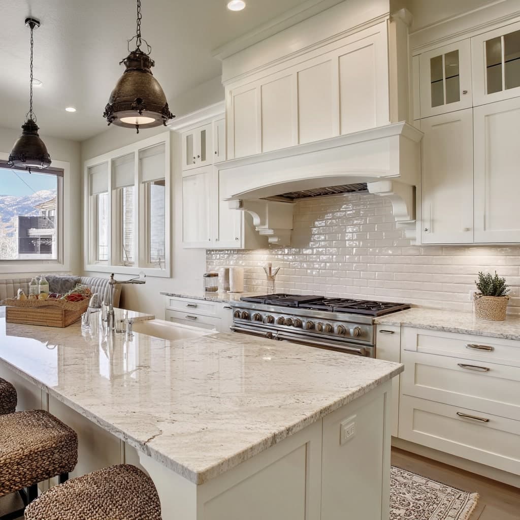 Modern subway tile backsplash in Park Hill