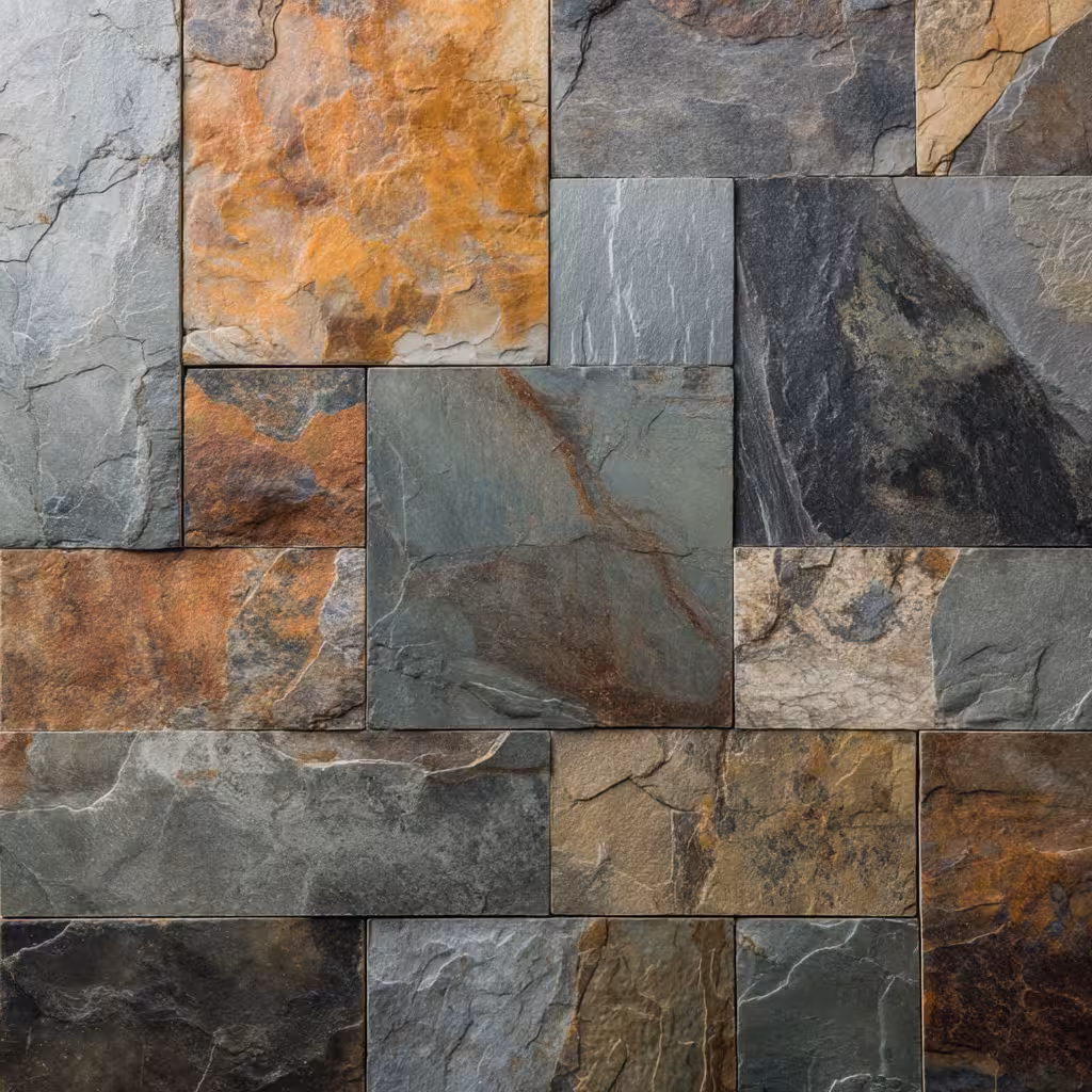Natural stone slate tile installation in Washington Park Denver showcasing rustic texture and natural character