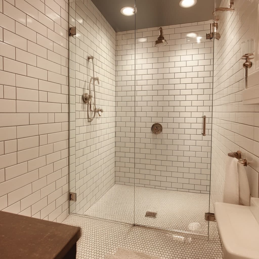 Classic white subway tile shower in Denver home