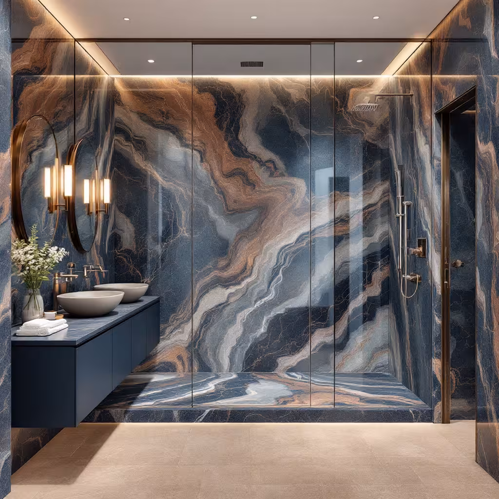 Examples of various luxury shower installations in Castle Pines.