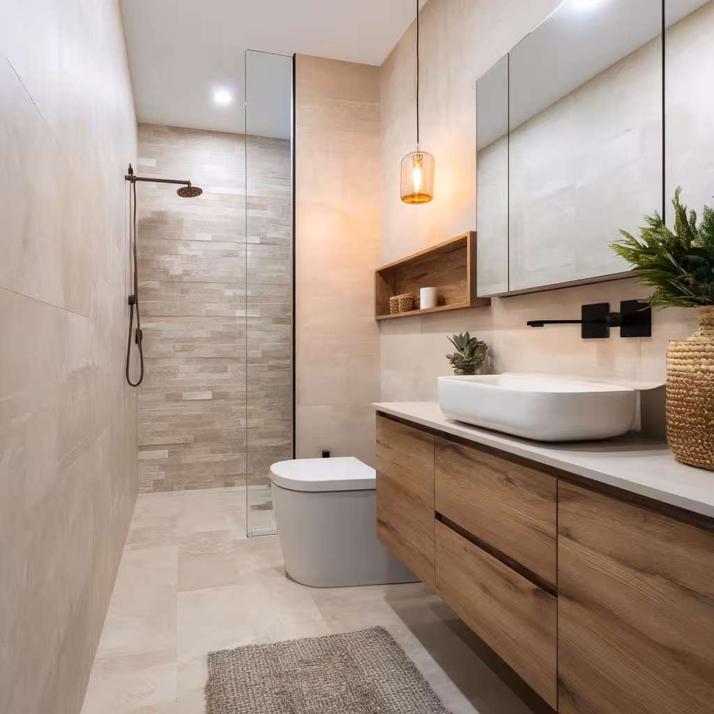 Craftsman bungalow bathroom tile renovation in Washington Park Denver showcasing period-appropriate hexagonal floor tiles and subway wall tiles