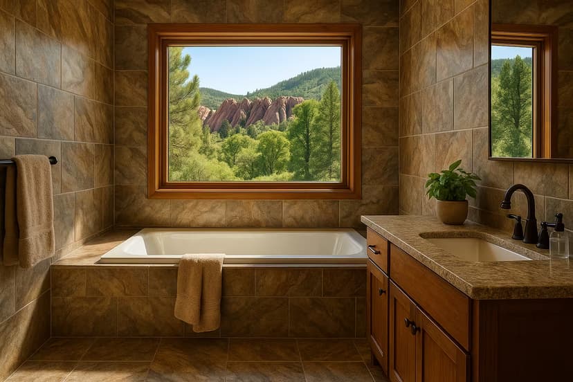 Tile work in a home in Roxborough Park, Littleton.