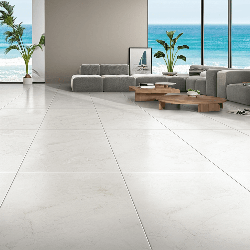 Large format porcelain floor tile