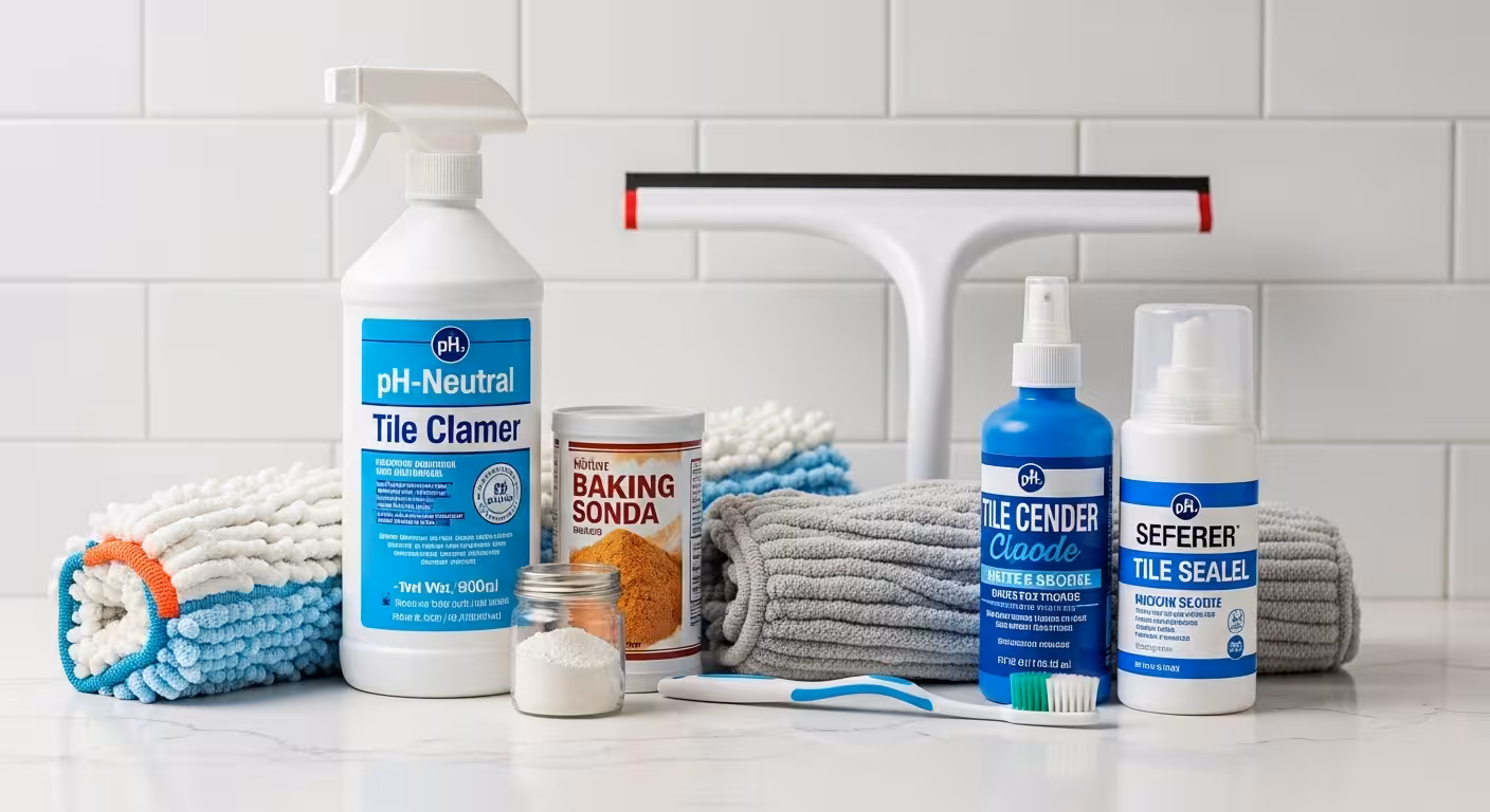 Collection of essential tile cleaning products for Parker, CO homeowners.