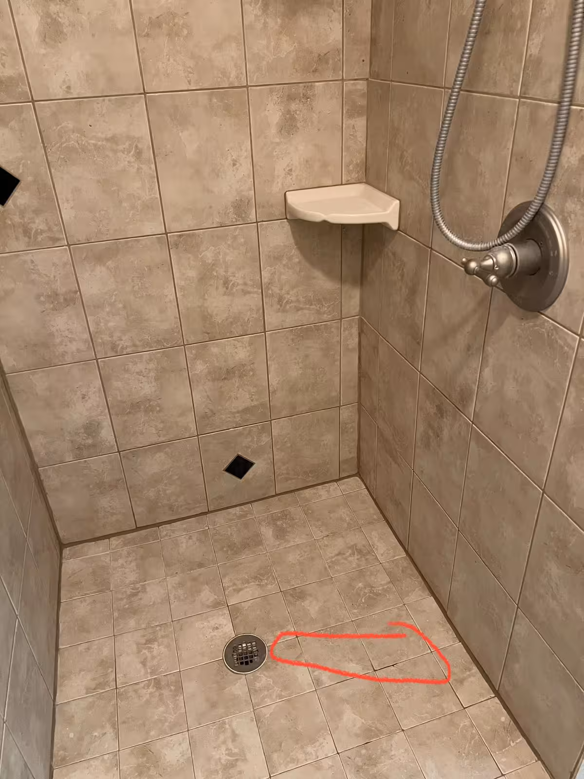 Failed liquid waterproofing membrane with water damage highlighted showing leak location Elizabeth Colorado