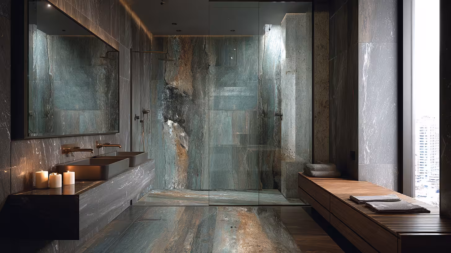 Newly tiled custom shower in a Centennial home.